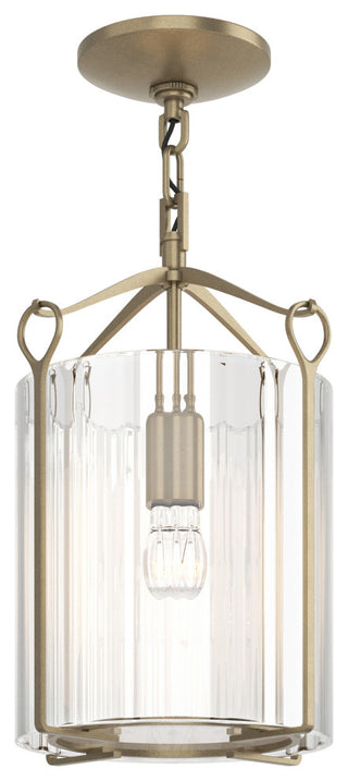 Bow Semi-Flush, Soft Gold, Clear Fluted Glass
