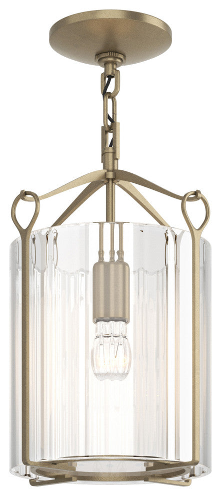 Bow Semi-Flush, Soft Gold, Clear Fluted Glass