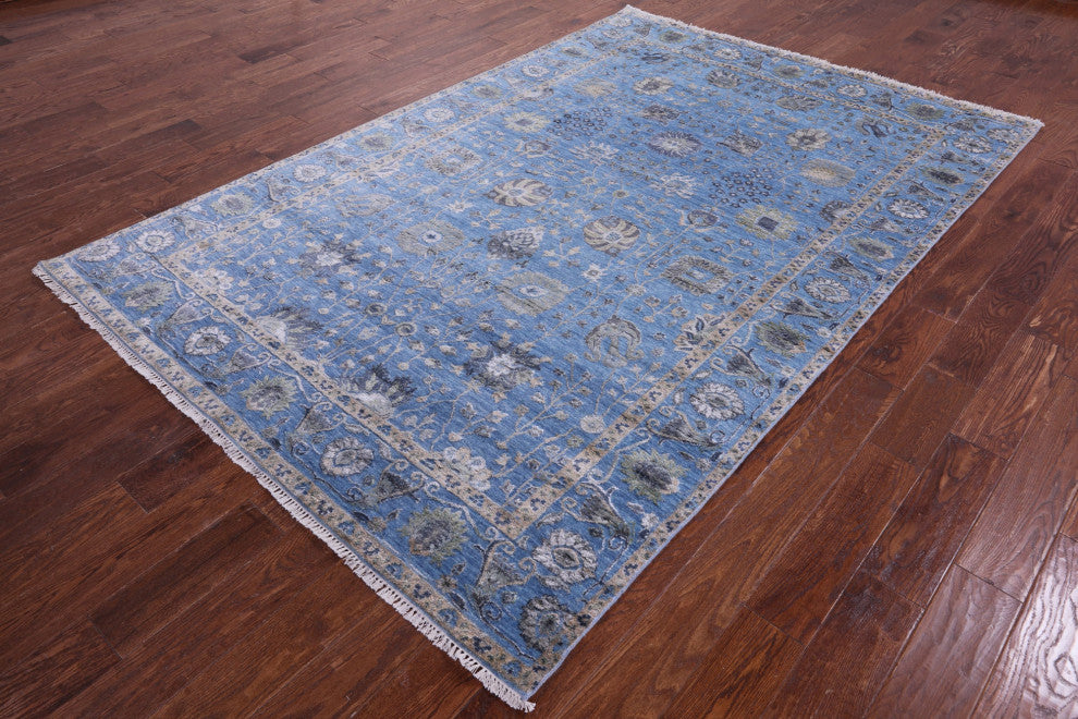 6' 1" X 9' 2" Hand Knotted Wool & Silk Persian Rug - Q13698