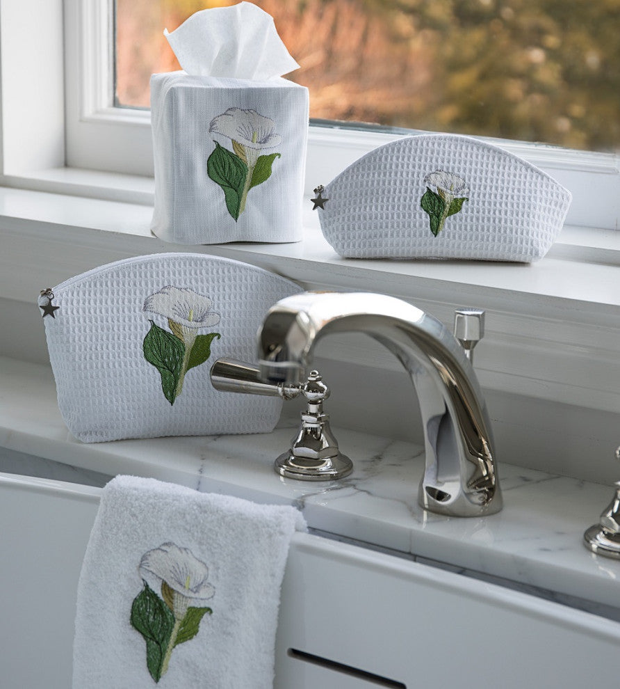 Calla Lily Tissue Box Cover, Embroidered