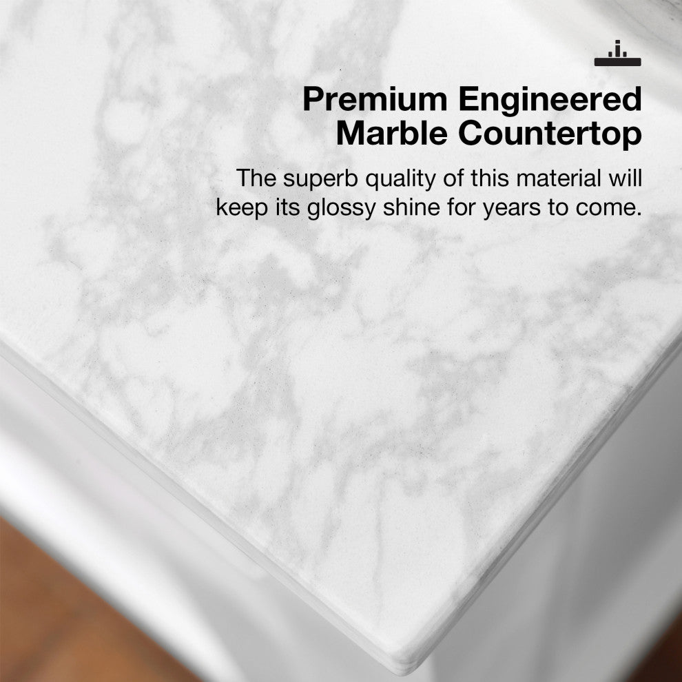 The Hudson Bathroom Vanity, White, 42", Single Sink, Freestanding