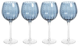 Pescara White Dot Wine Glasses, Set of 4, Navy Blue