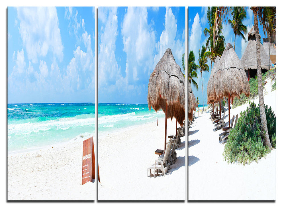 "Caribbean Coast in Tulum Mexico" Metal Wall Art, 3 Panels, 36"x28"