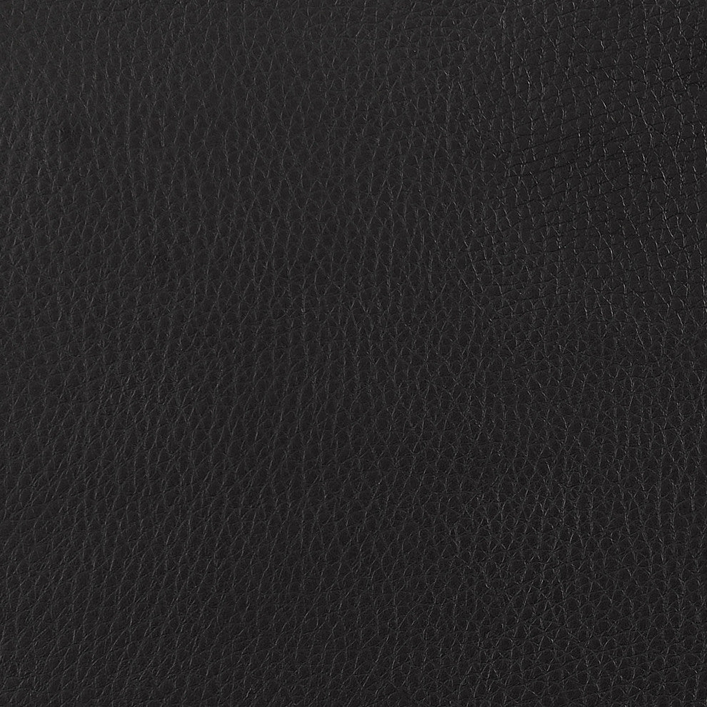 Round Leatherette Upholstered Ottoman, Black