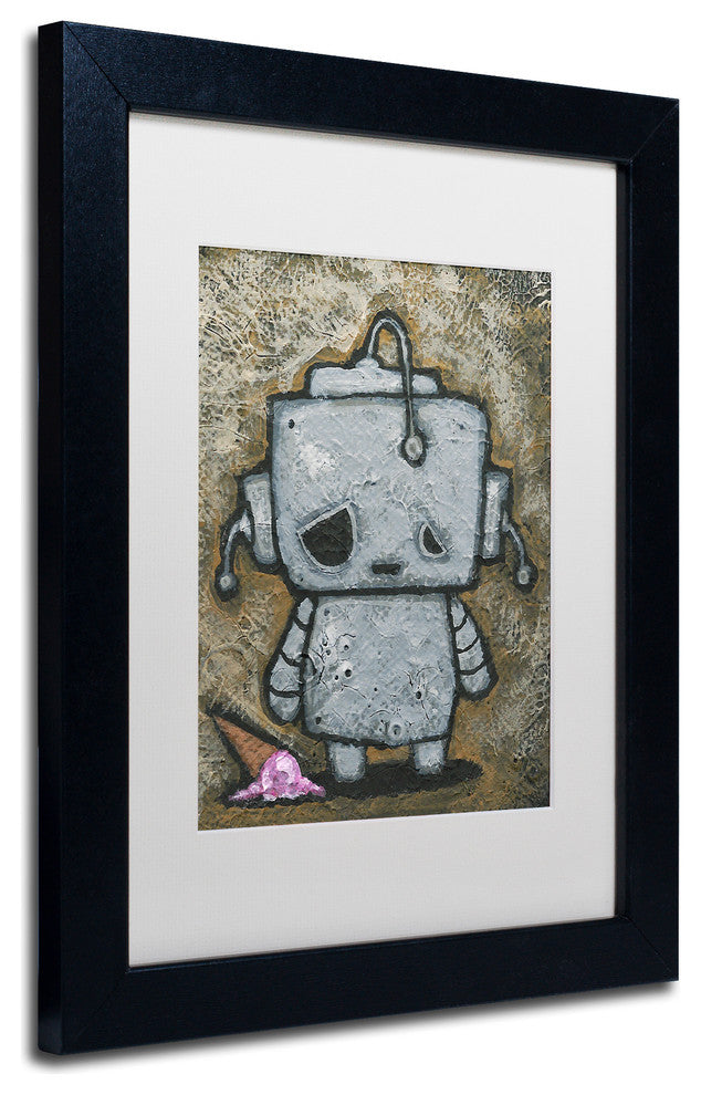 'Weebot-Icecream' Matted Framed Art, Black Frame, White Matte, 14x11