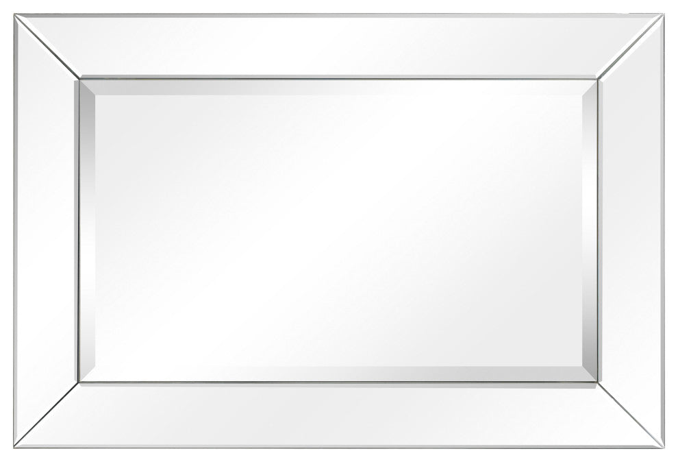 Antique Beveled Rectangle Wall Mirror, 1" Beveled Center, Wood Frame, 30"x20"