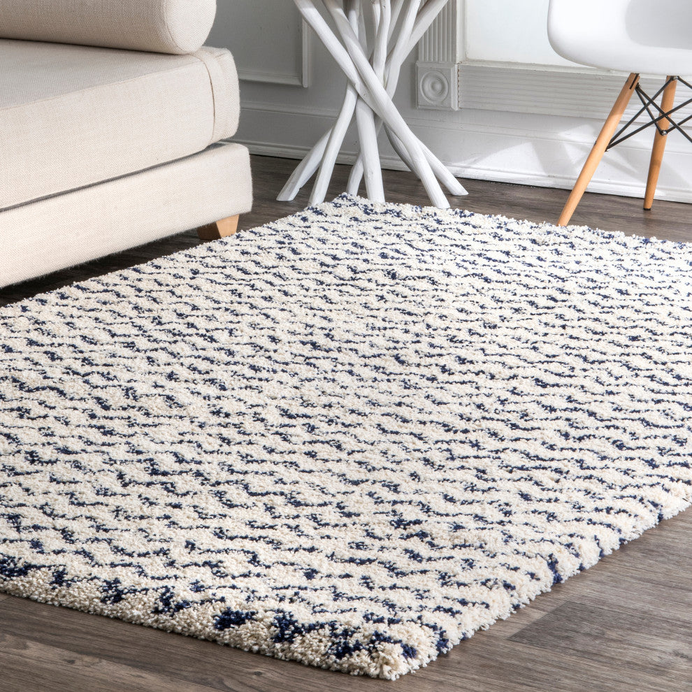 Nuloom Moroccan Chevron Area Rug, Navy 4'x6'