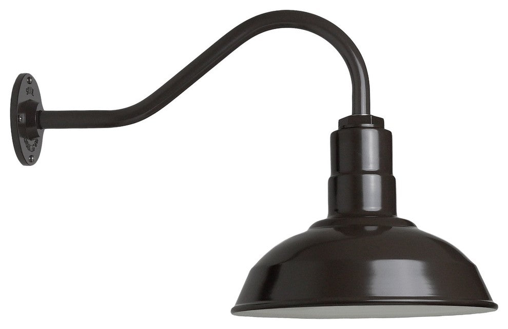 12" Modern Farmhouse Barn Light with 16" Gooseneck, The Westchester, Dark Bronze