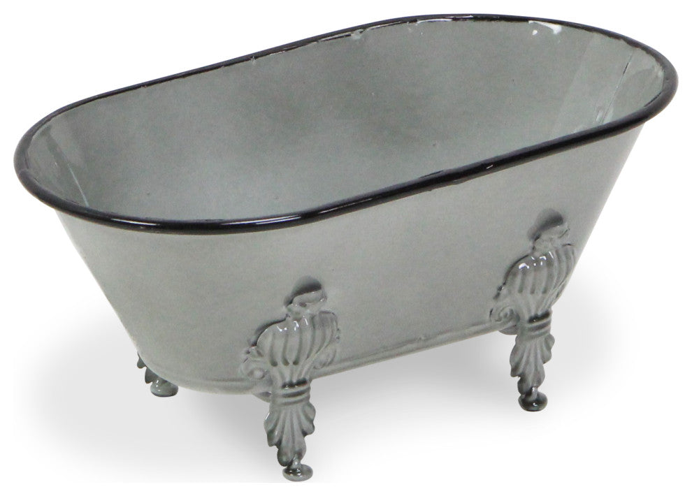 Lavande Metal Fleur-de-Lis Tub Decor - Small - Gray