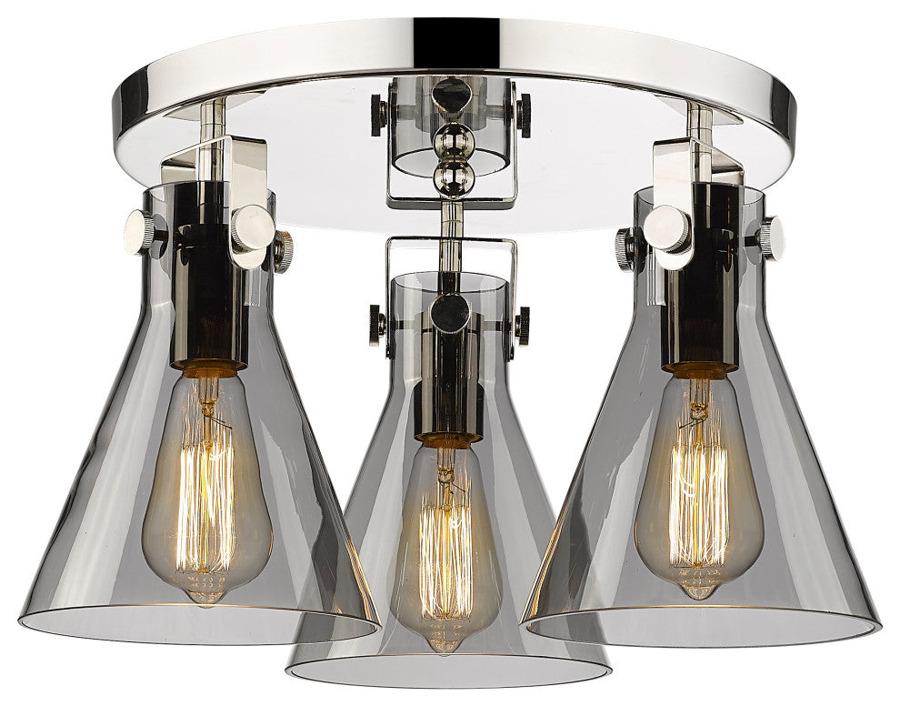 Innovations Newton Cone 3 18" Flush Mount Polished Nickel