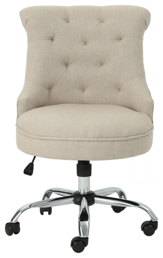 GDF Studio Tyesha Contemporary Fabric Swivel Office Chair, Wheat/Chrome