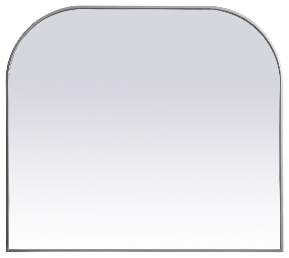 Metal Frame Arch Mirror 42X38 Inch, Silver