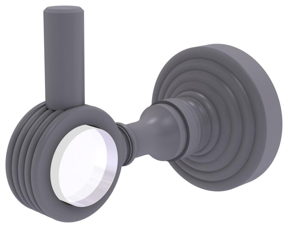 Pacific Grove Robe Hook with Groovy Accents, Matte Gray