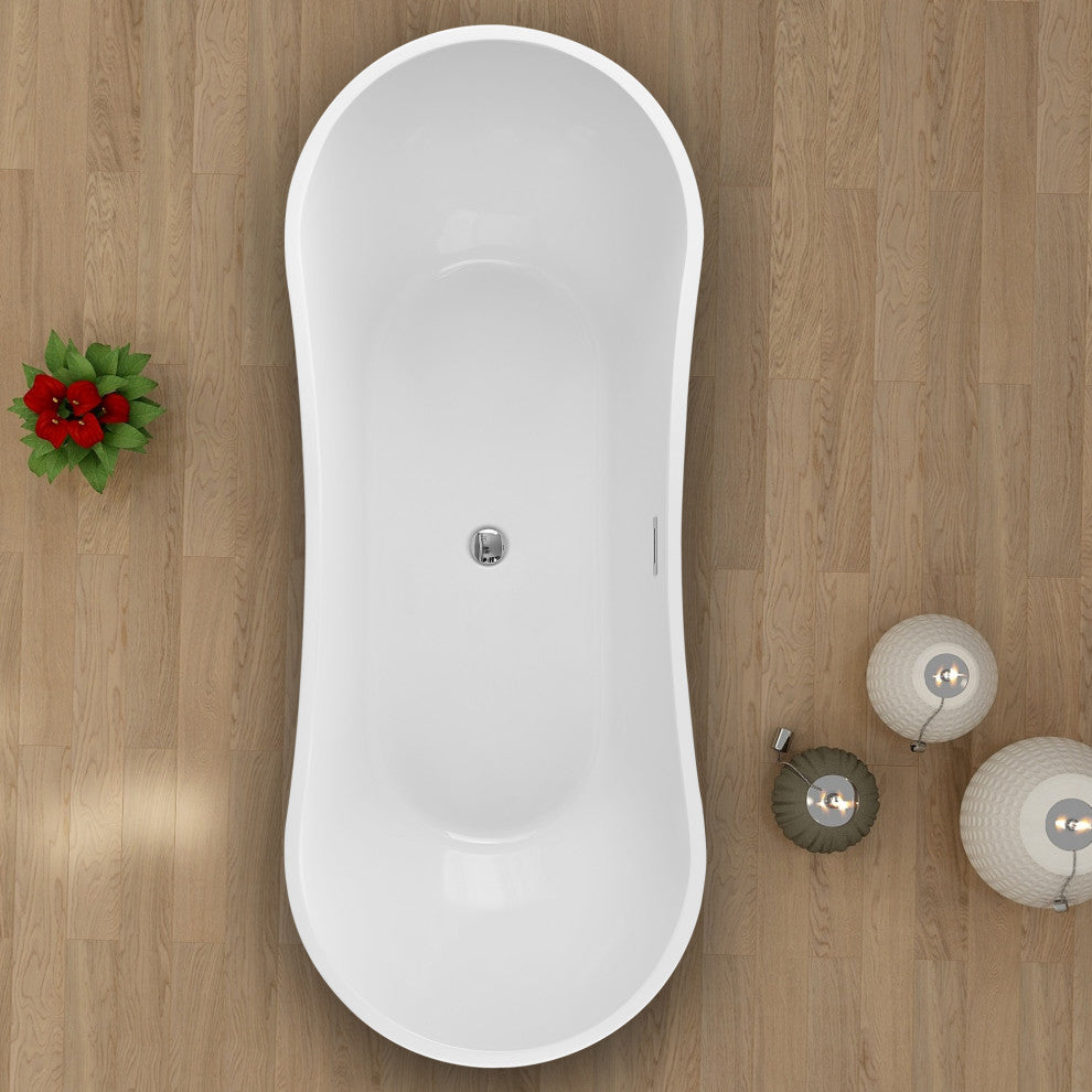 Vanity Art 71" Freestanding Acrylic Soaking Bathtub
