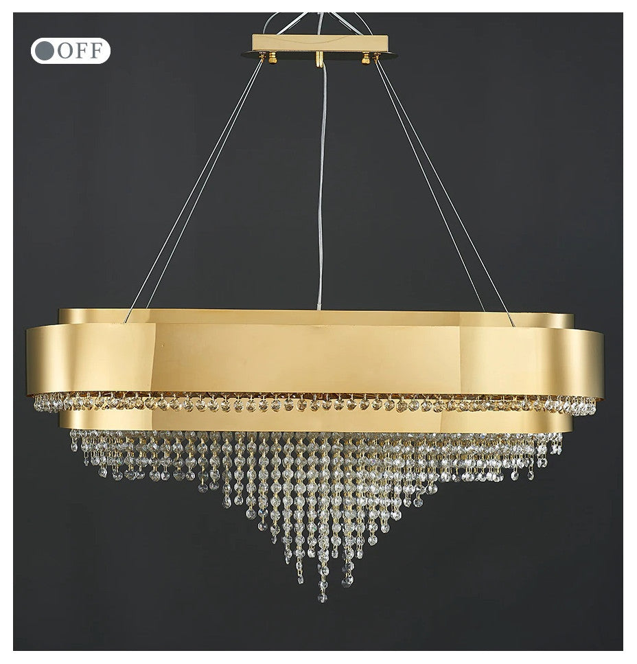 Gold hanging crystal ceiling chandelier for living room, dining room, bedroom