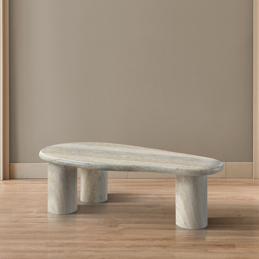 Sassari Finished Concrete Indoor/Outdoor Coffee Table, Travertine Finish
