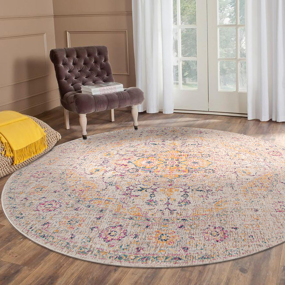 Eternal Solidad Area Rug, Ivory, 6'7" x 6'7"R, Oriental