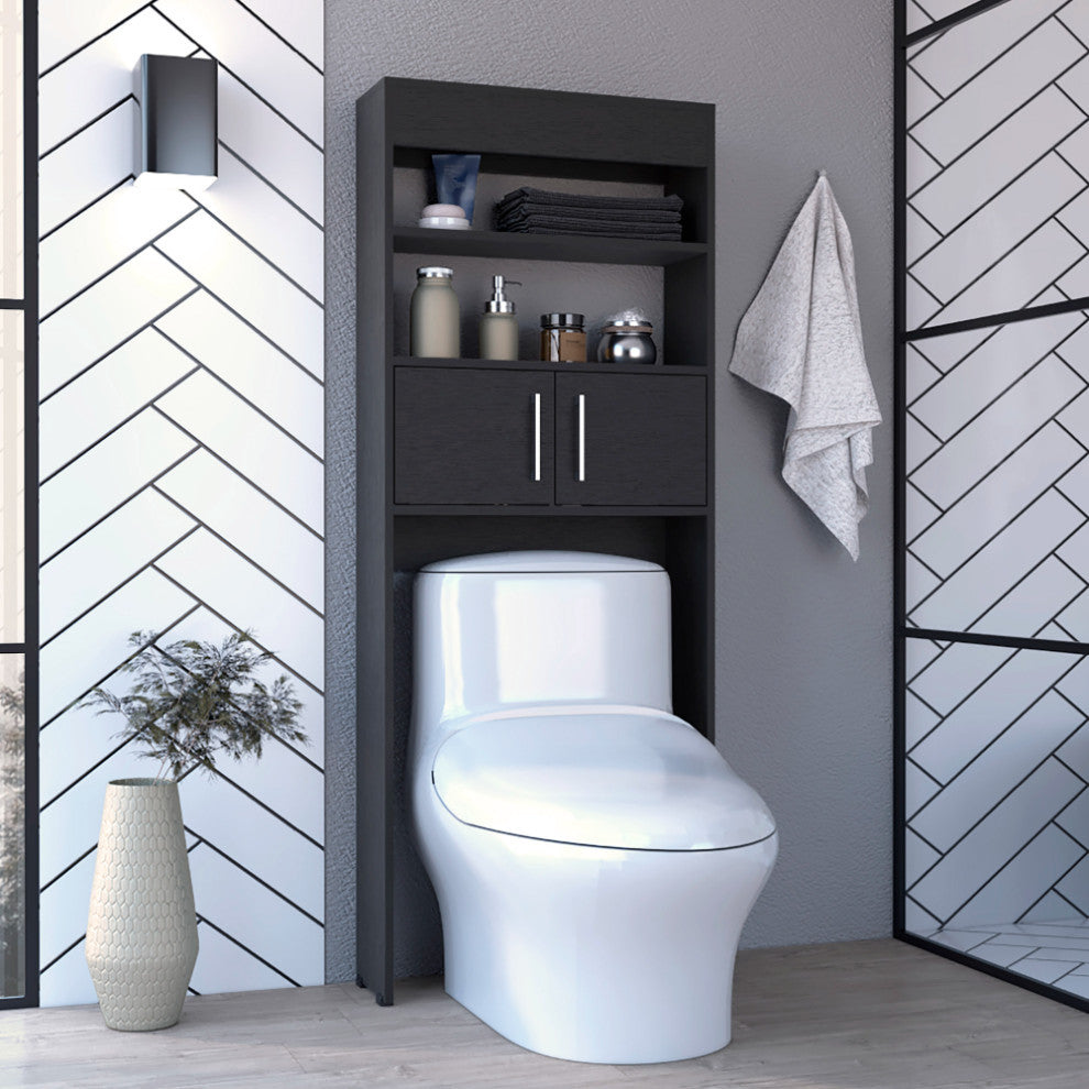 DEPOT E-SHOP Atlas Over the Toilet Cabinet, Black