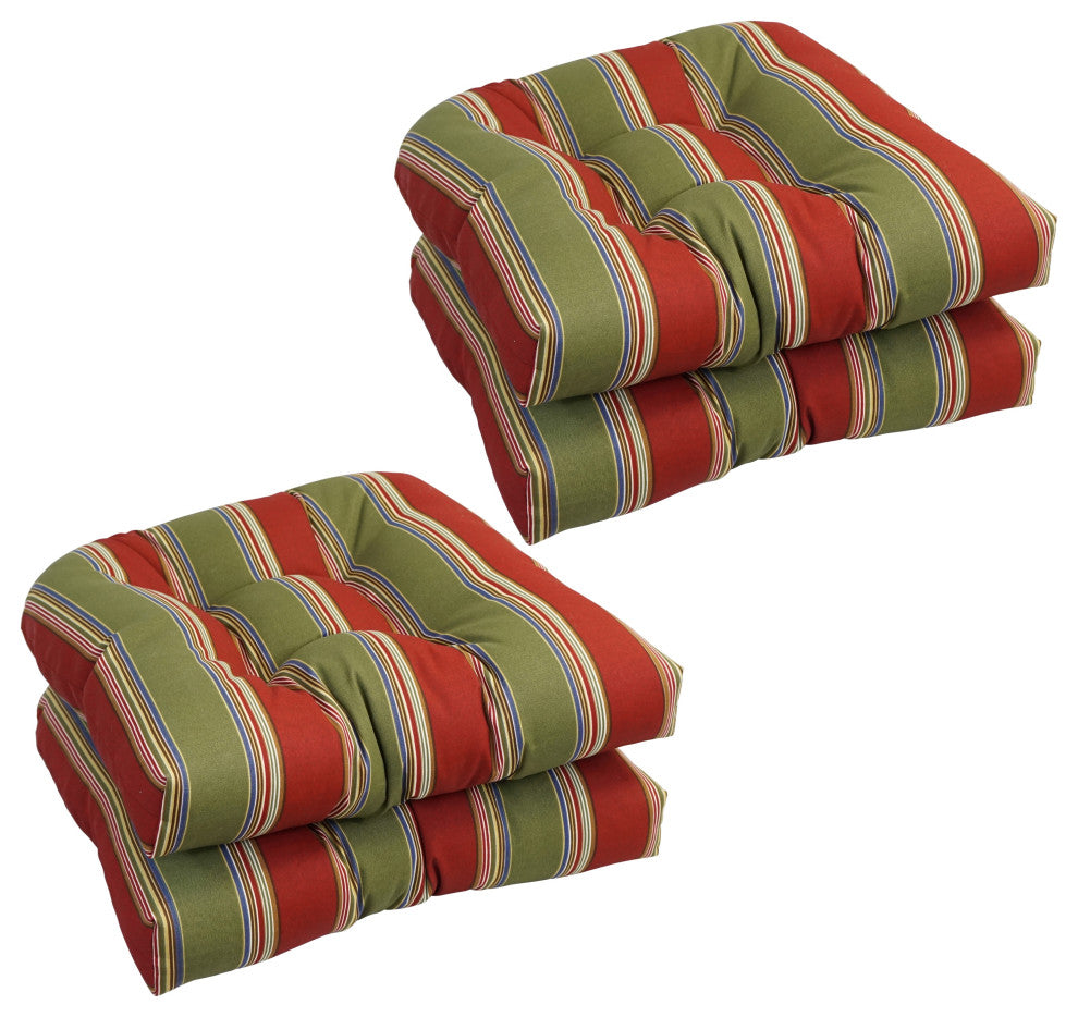 19" U-Shaped Dining Chair Cushions, Set of 4, Hampton Bay Garden