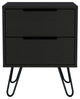 Nuvo 22-inch Tall Nightstand, 2 Drawers, and Hairpin Legs, Black Wenge