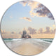 Road Along The Beach To City, Modern Seascape Round Wall Art, 23"
