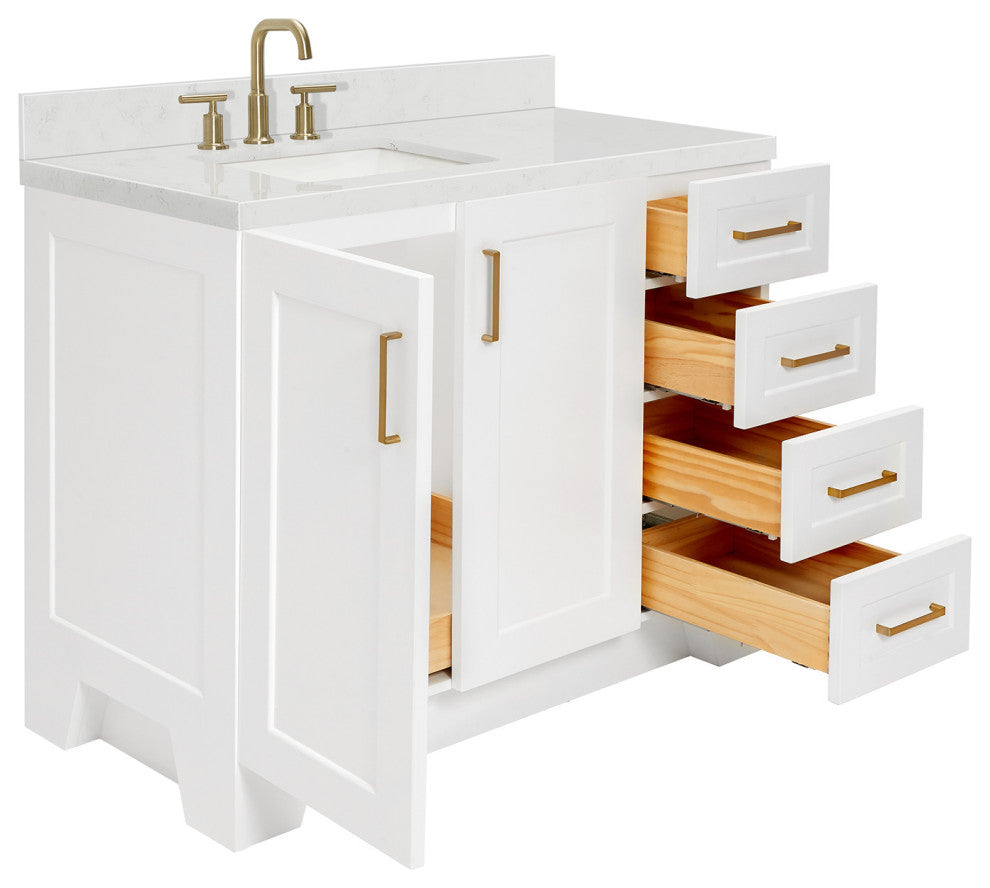 Ariel Taylor 42" Left Offset Single Rectangular Sink Bathroom Vanity