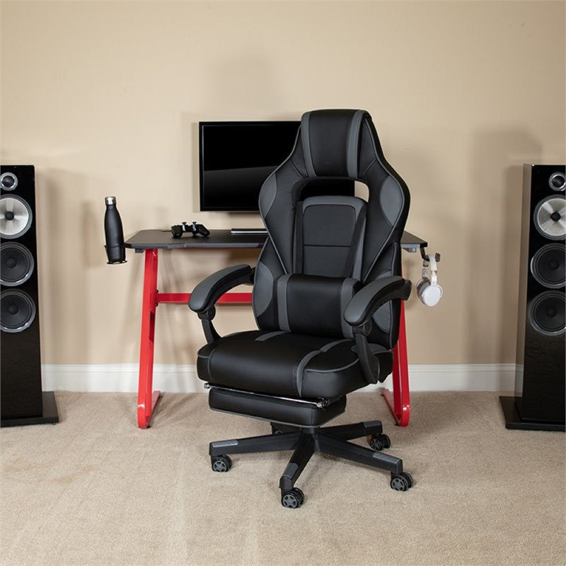 Flash Furniture Gaming Desk and Racing Reclining Chair Set in Black