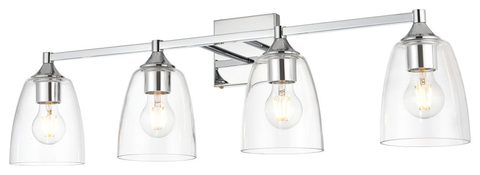 4 Light Chrome And Clear Bath Sconce