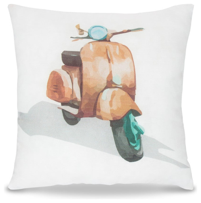 Motorbike Print Square Pillow