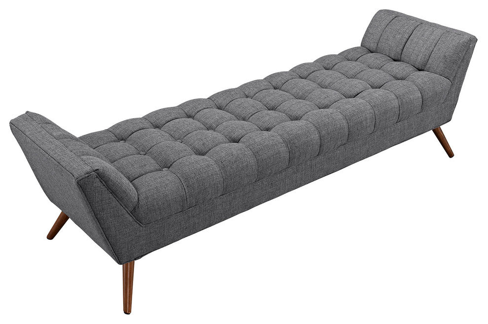 Modern Gray Response Upholstered Fabric Bench