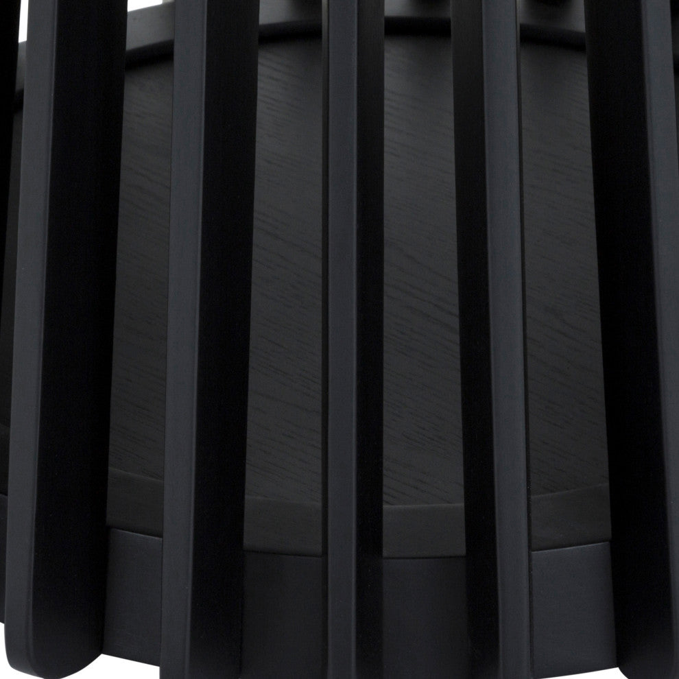 Pasadena Echo 5-Piece Round Dining Set, Black Oak Finish With Black Faux Leather