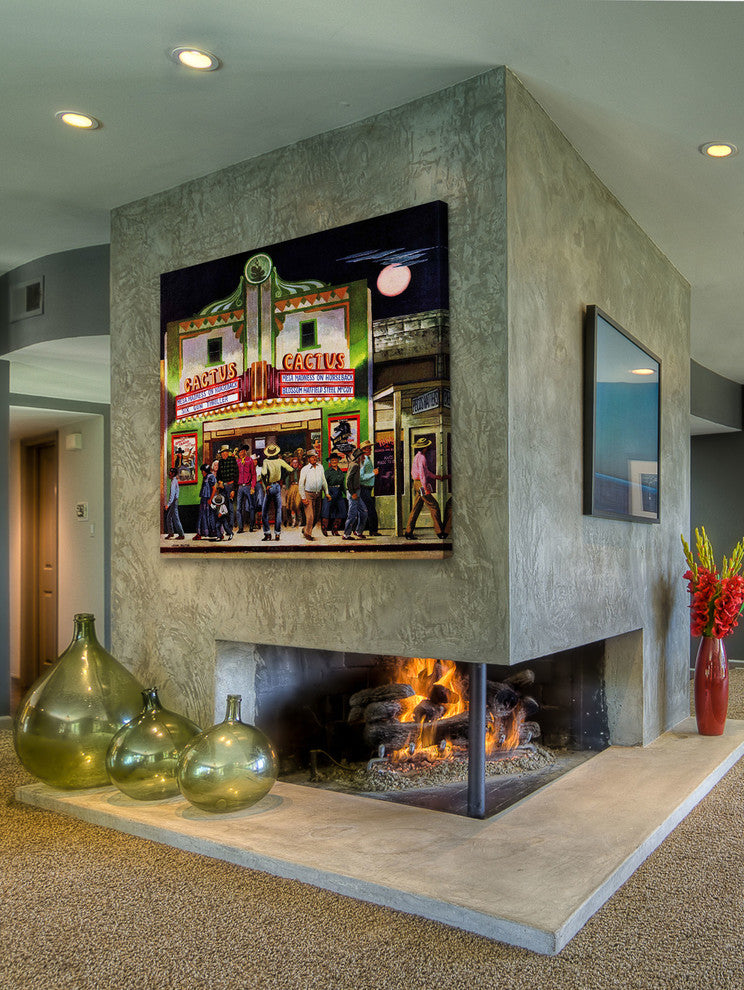 "Cactus Theater" Painting Print on Canvas by John Falter