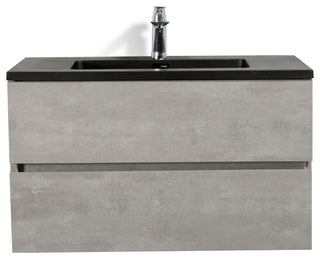 Alma-Edi Cement Grey Wall Mounte Vanity With Black Sink, 36"