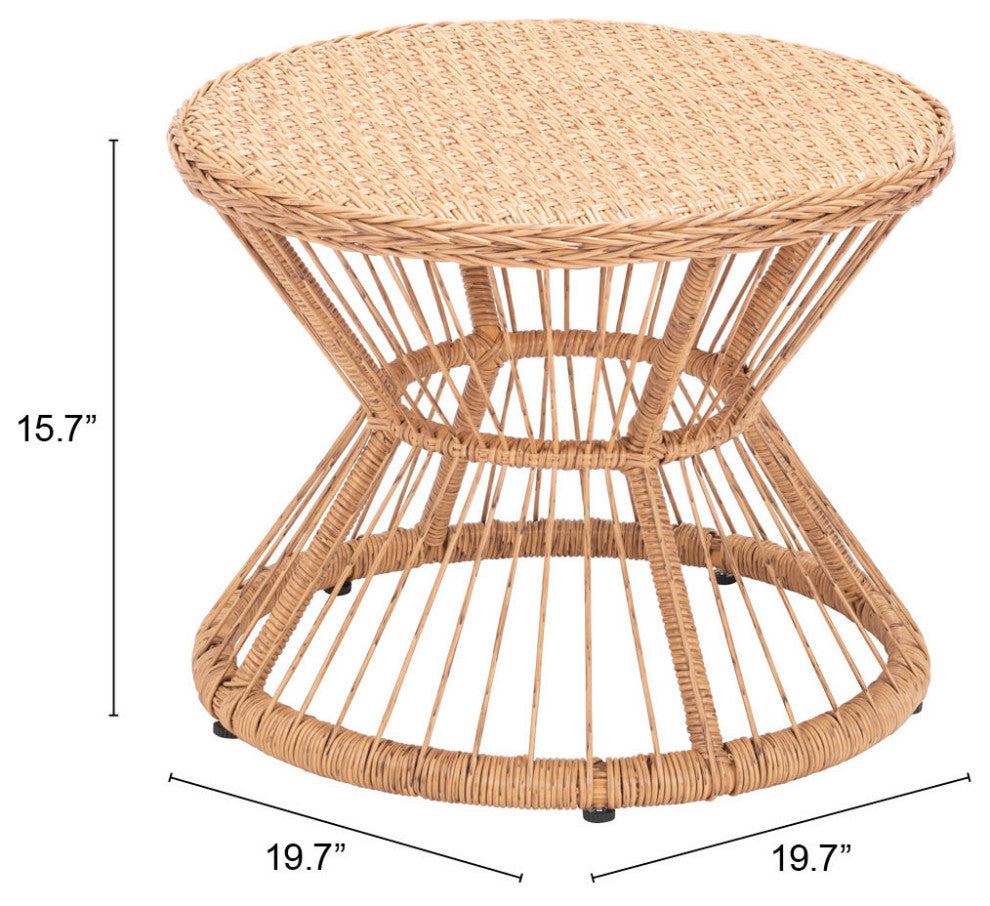 Lounge Coffee Side Table, Round, Aluminum, Metal, Natural, Outdoor Patio