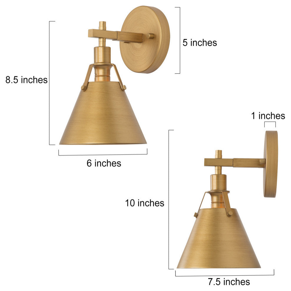 LNC Modern 1-Light Dimmable Metal Armed Wall Sconce, 6"W, Gold