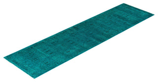 Contemporary Overdyed Wool Hand Knotted Blue Runner 2'6"x9'6"