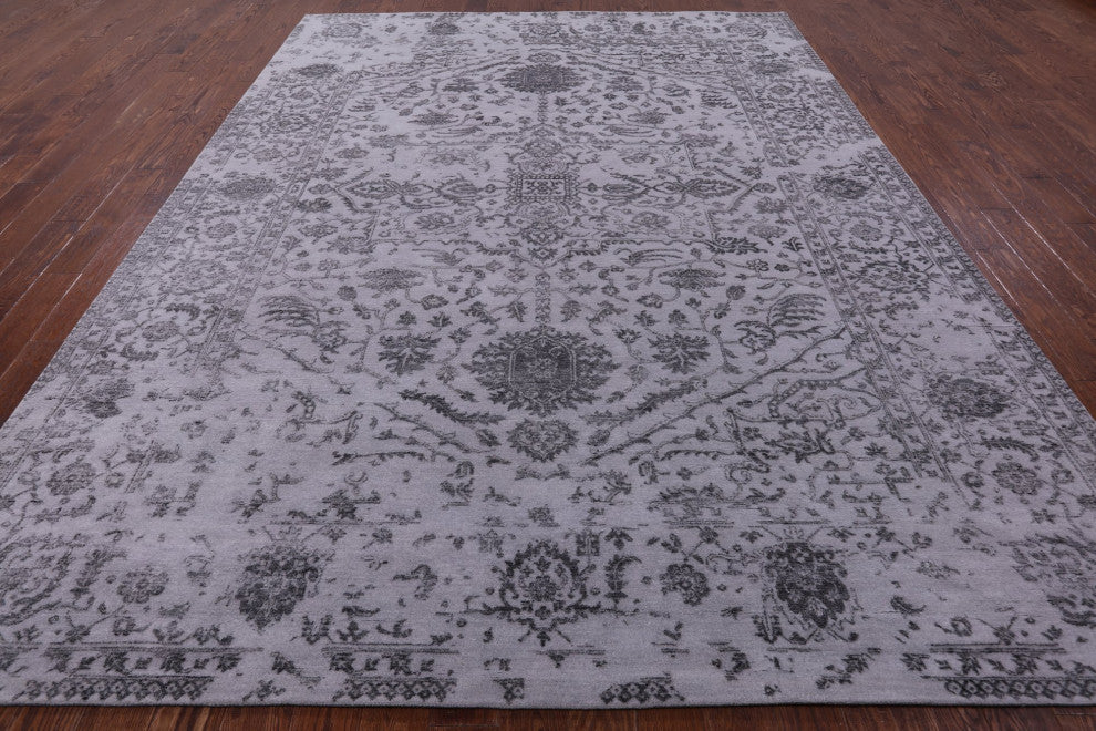 Persian Handmade Wool and Silk Rug 9' 2" X 12' 3" Q9118