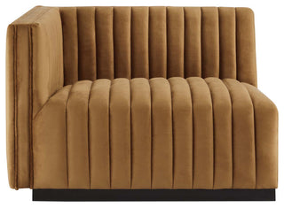 Conjure Channel Tufted Performance Velvet 5-Piece Sectional, Black Cognac