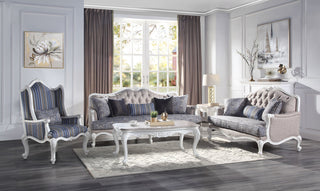 Ciddrenar Loveseat with 3 pillows in Fabric & White Finish