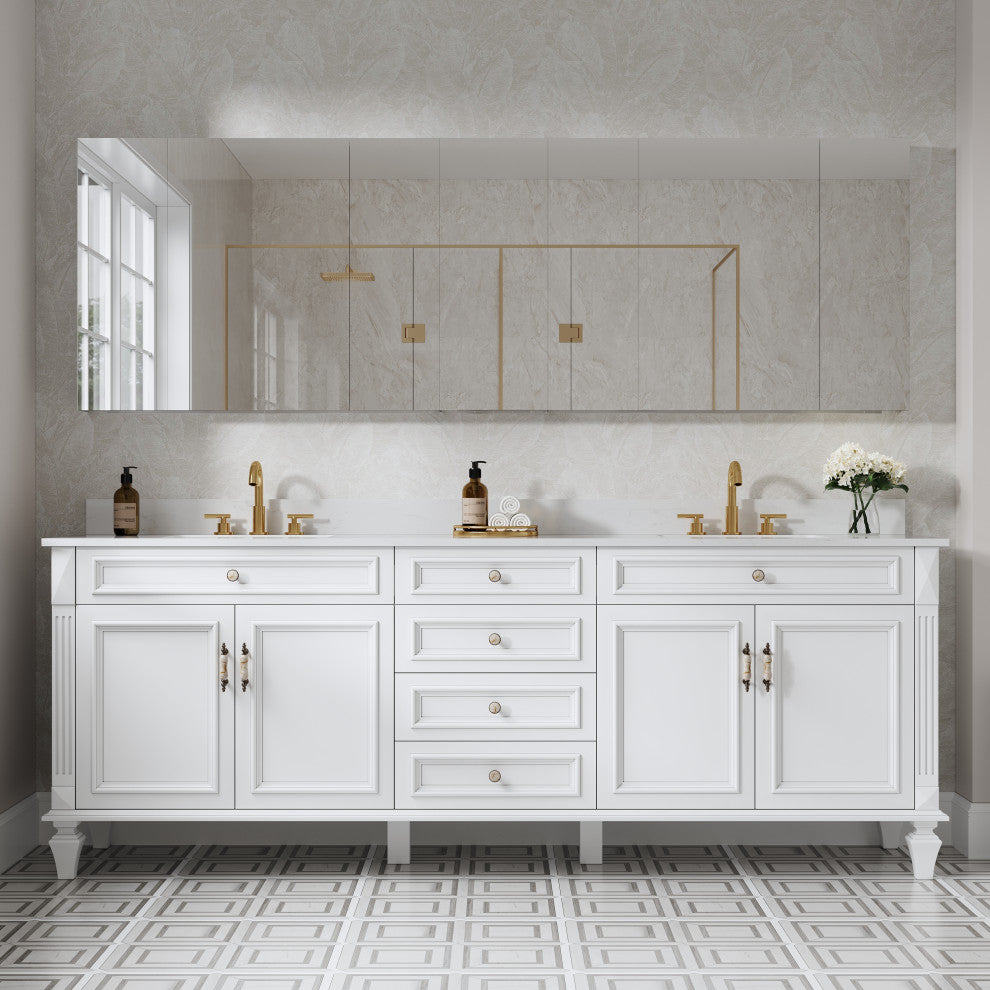 Recessed/Surface Mount Bathroom Medicine Cabinet, Reverse Installation, 92"x30"