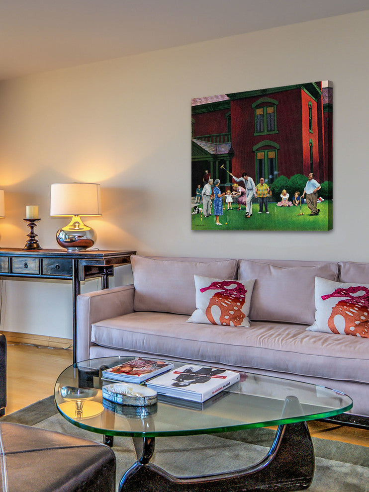 "Croquet Game" Painting Print on Canvas by John Falter