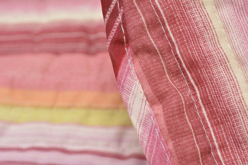 Sunrise Stripe Reversible Quilt Set, Red and Multicolor, Queen