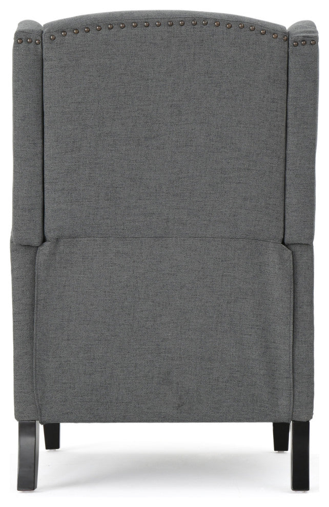 GDF Studio Weyland Contemporary Fabric Wingback Pushback Recliner, Charcoal