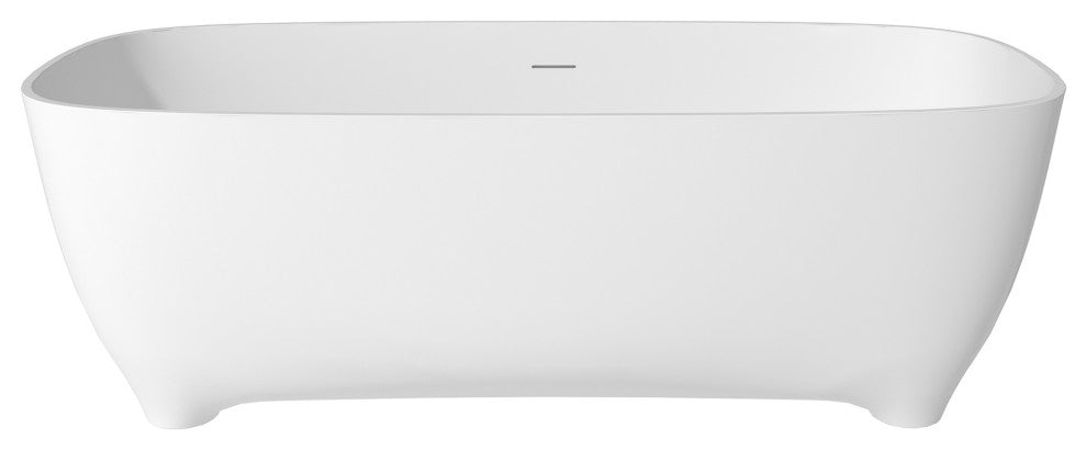 67in Adult-Sized Freestanding Soaking Tub with Raised Pedestal in Matte White