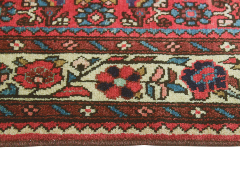 Fine Vintage Distressed Yul Red/Ivory Runner, 3'6 x 10'3