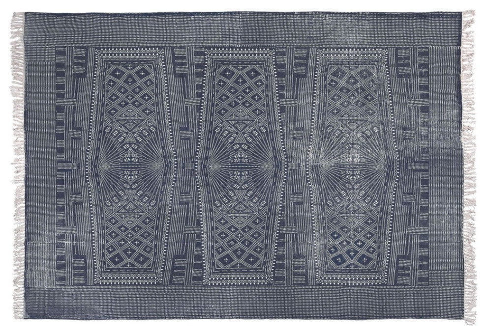 8??X 10??Blue And Ivory Batik Area Rug
