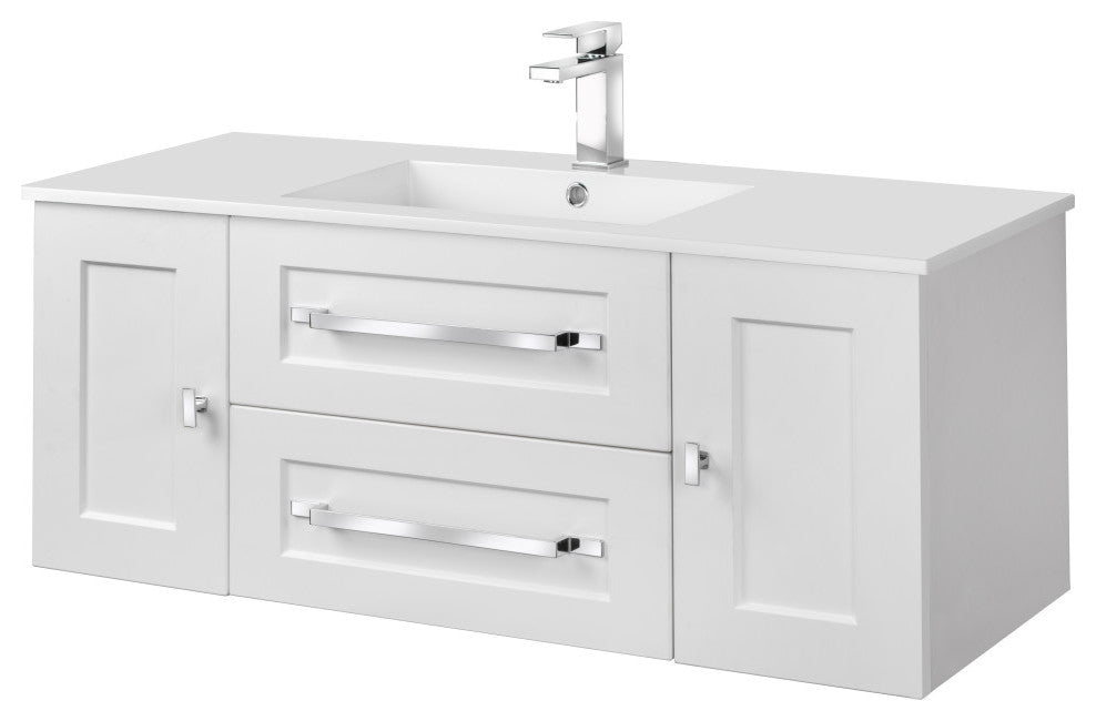 Milano Wall Hung Vanity, White, 48"