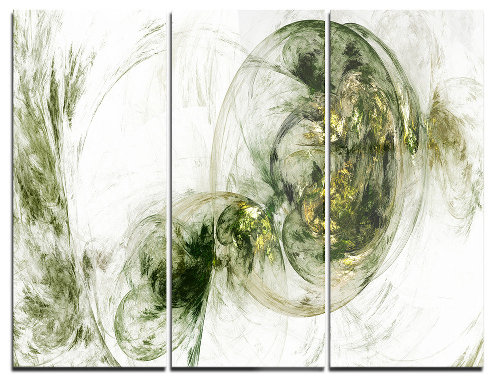 "Colored Smoke Green" Digital Metal Wall Art, 3 Panels, 36"x28"