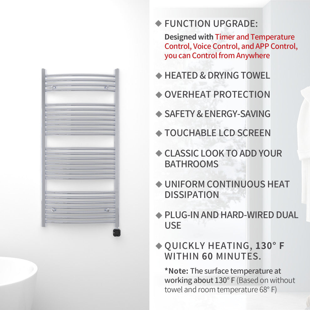 HEATGENE Smart Towel Warmer With Timer and Temperature Control, Chrome