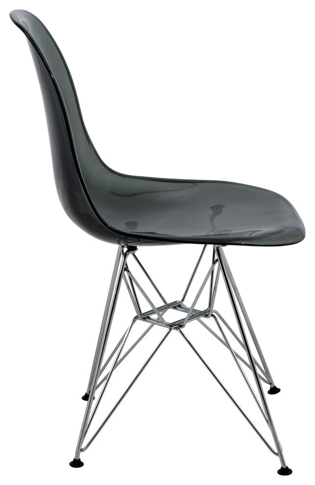 Cresco Acryclic Dining Side Chairs with Eiffel Legs Set of 2, Transparent Black